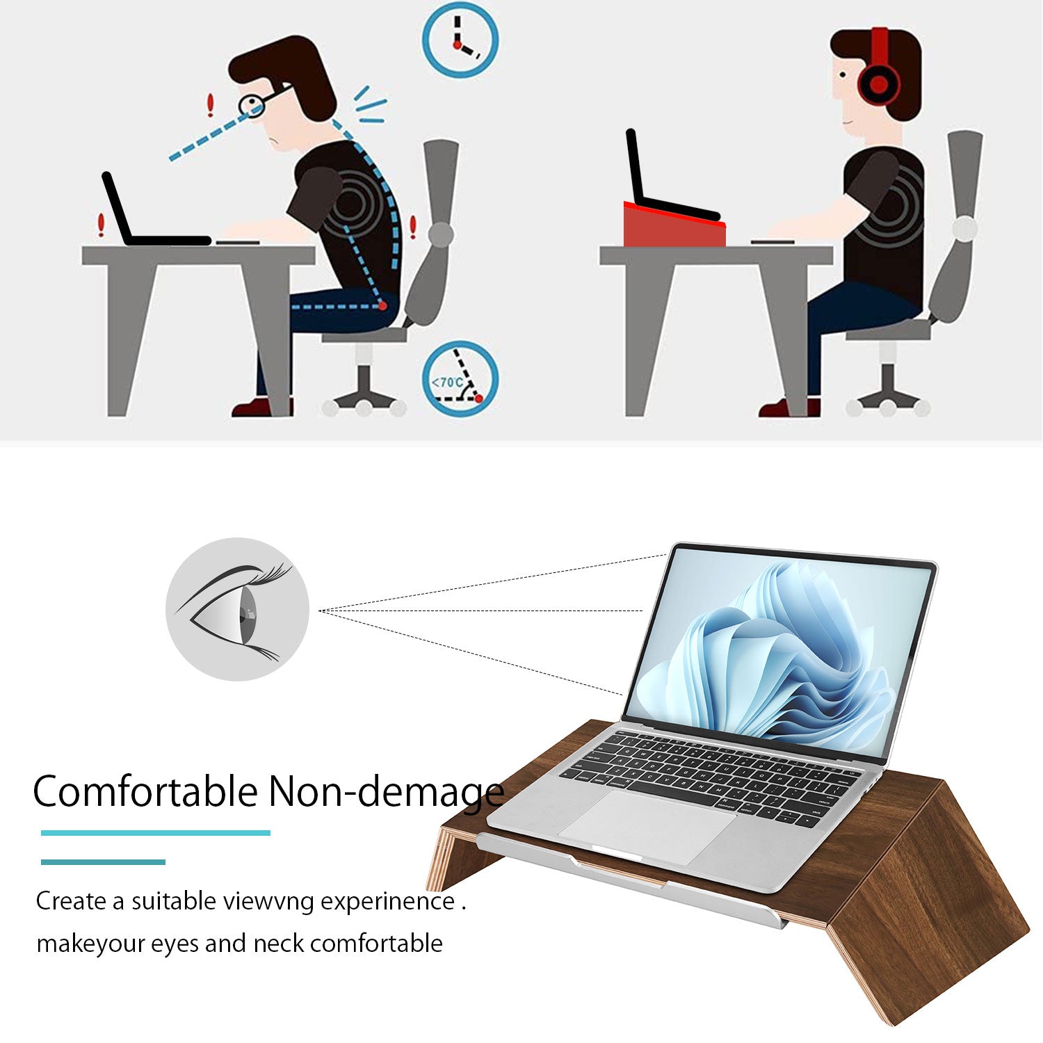 Aothia Wood Desktop Stands for Laptop