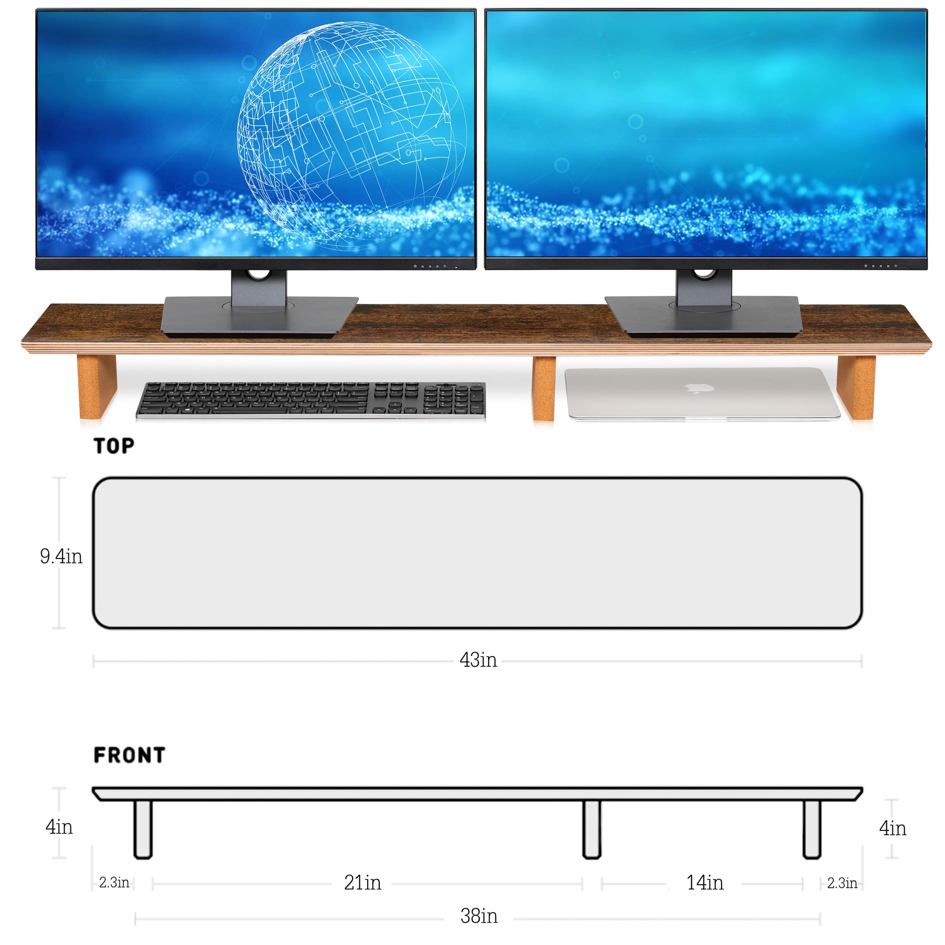 Aothia Dual Monitor Stand Size