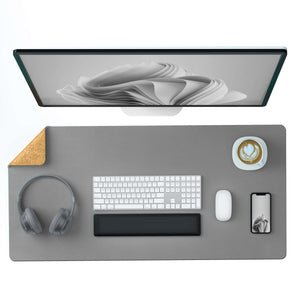ECO Cork & Leather Dual-side Desk Pad (Three Sizes / Drak Gray)