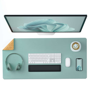 ECO Cork & Leather Dual-side Desk Pad (Three Sizes / Light Blue)