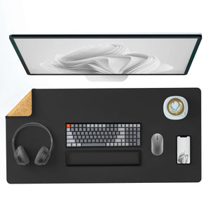 ECO Cork & Leather Dual-side Desk Pad (Three Sizes / Black)