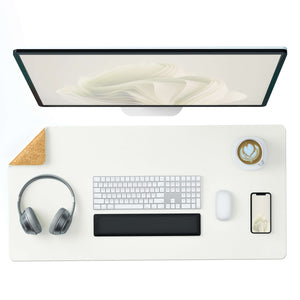 ECO Cork & Leather Dual-side Desk Pad (Three Sizes / White)