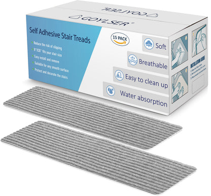 Wood Stair Treads Peel and Stick Carpet Tiles and  Self Adhesive Backing-15 Pack
