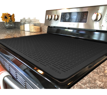 YUHFERA Stove Top Cover for Electric Stove - Silicone Stove Mat for Glass Top, Glass Cooktop Protector, XL Dish Drying Mats for Kitchen,Oven Covers for Electric Stove (Black,30 x 21)