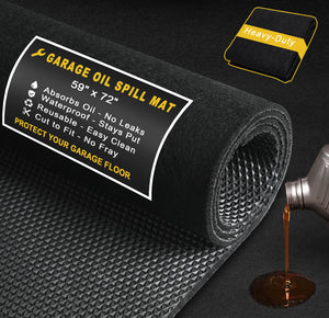 Aothia Large Garage Oil Spill Mat, Garage Floor Protection Mat  150x180cm | Heavy-Duty, Anti-Leak & Waterproof Absorbent Pad for Car, Motorcycle, Workshop | Reusable, Washable & Cut-to-Fit（Black）