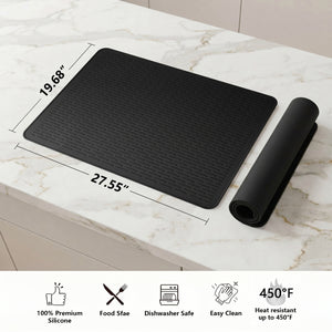 YUHFERA Stove Top Cover for Electric Stove - Silicone Stove Mat for Glass Top, Glass Cooktop Protector, XL Dish Drying Mats For Kitchen,Oven Covers for Electric Stove (Black,28 x 20)