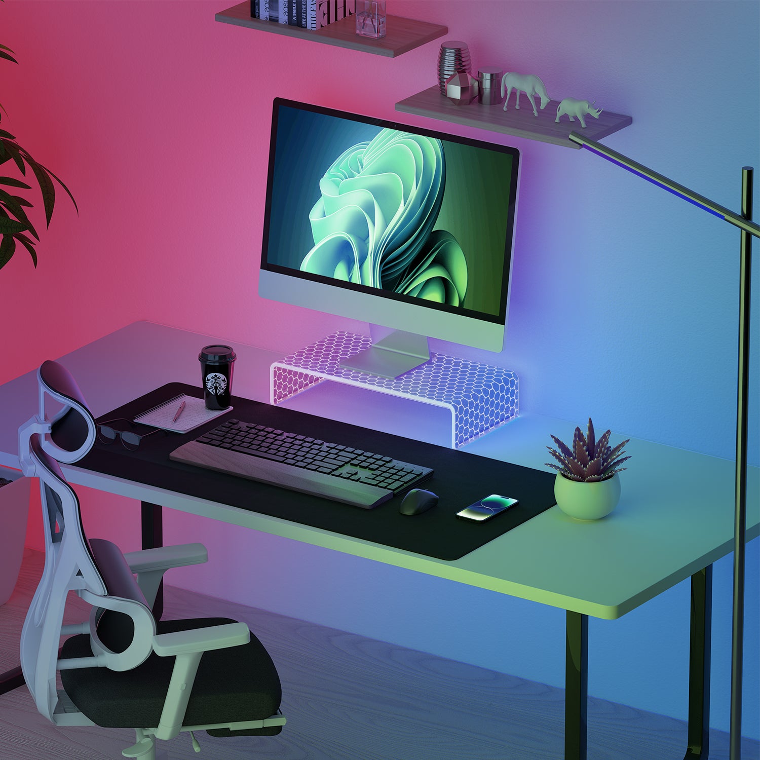 Desk Acrylic Monitor Stand & LED