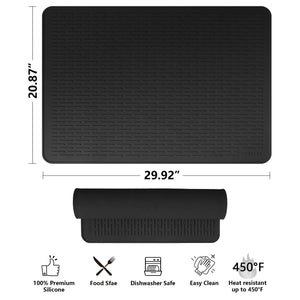 YUHFERA Stove Top Cover for Electric Stove - Silicone Stove Mat for Glass Top, Glass Cooktop Protector, XL Dish Drying Mats for Kitchen,Oven Covers for Electric Stove (Black,30 x 21)