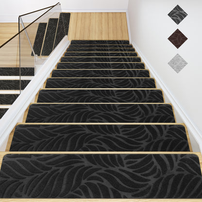 Wood Stair Treads Peel and Stick Carpet Tiles and  Self Adhesive Backing-15 Pack