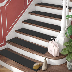 Rubber Stair Treads Carpet Non Slip Black Stair Rugs for Wooden Steps