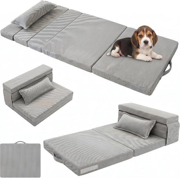 Tri-Fold Futon Mattress, Foldable Japanese Floor Mattress, High-Density Foam Tatami Bed Mat with Corduroy Cover, Nap Pad & Play Mat, for Dormitory & Small Space (63x26)