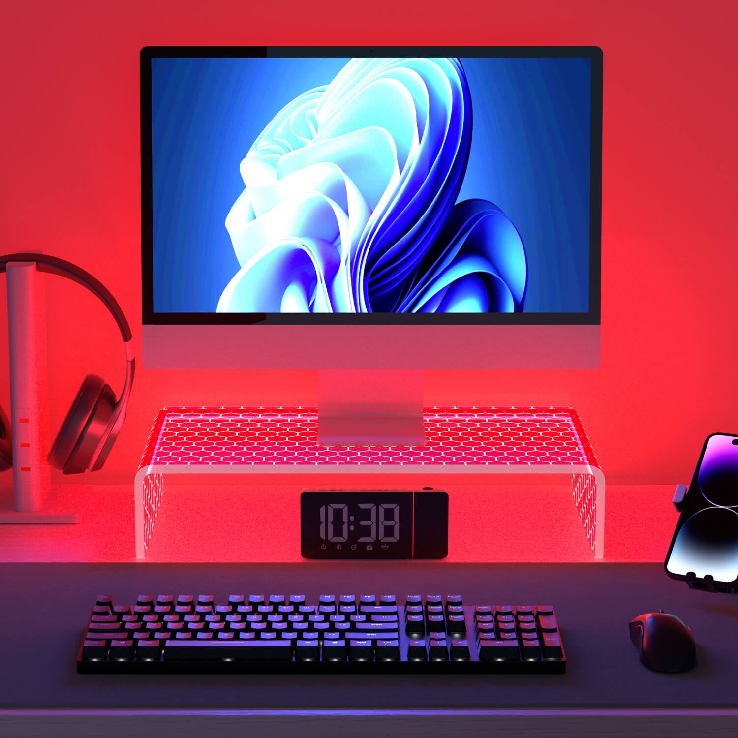 Aothia Desk Acrylic Monitor Stand & LED