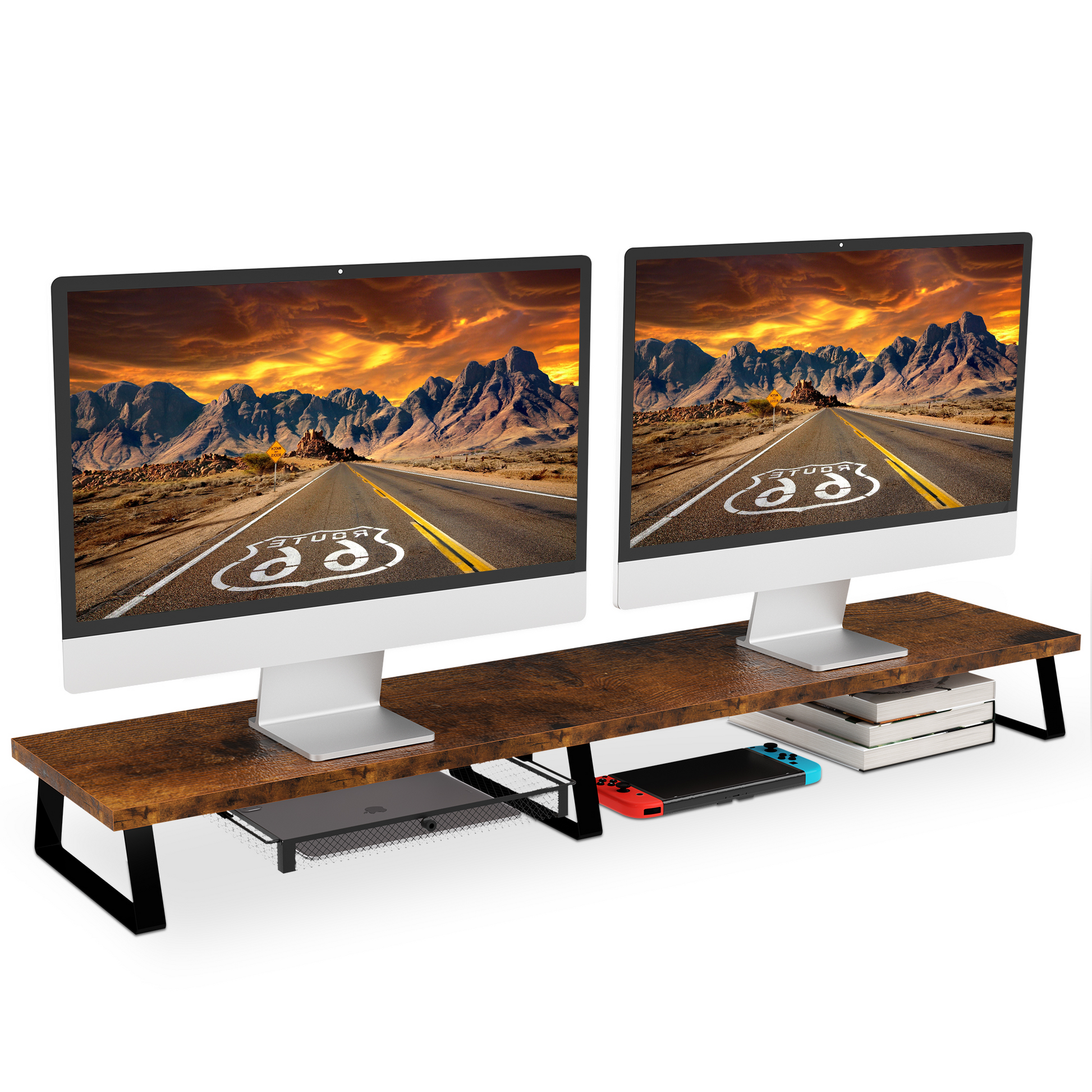 Aothia Dual Monitor Stand For Desk with Metal Legs